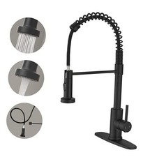 Black Kitchen Faucet with Pull Down Sprayer Pull Matte Black Spring Pull-Out