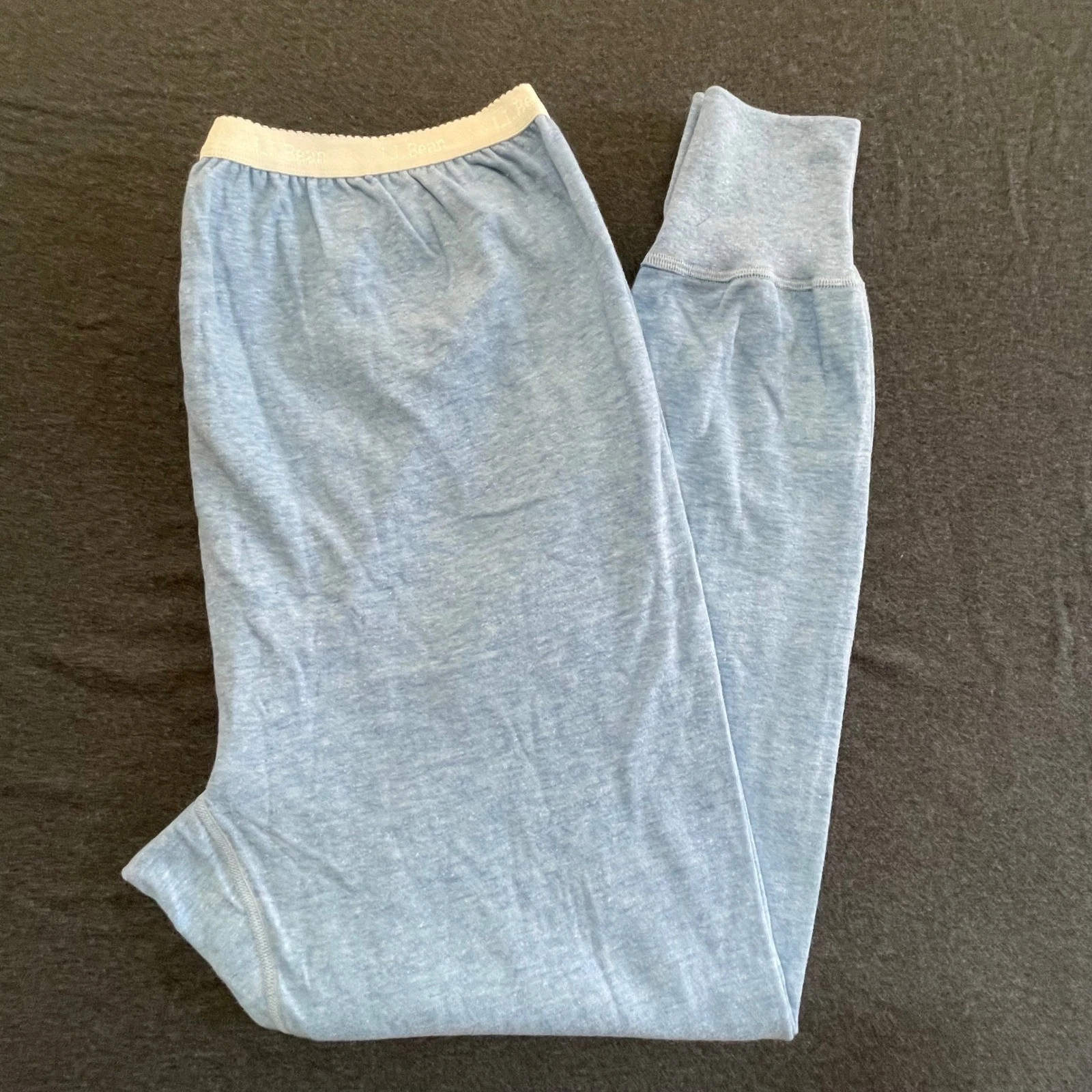L.L.Bean Womens XL Double-Layer Long Underwear Pants Blue Cotton Merino Wool NWT