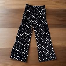 Primark Polka Dot Trousers Tie Waist black white