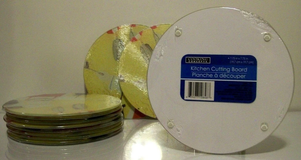 Fat Chef "PREPARING SAUCE" Kitchen Decor Round Glass CUTTING BOARD Accessory New - Image 2 of 4