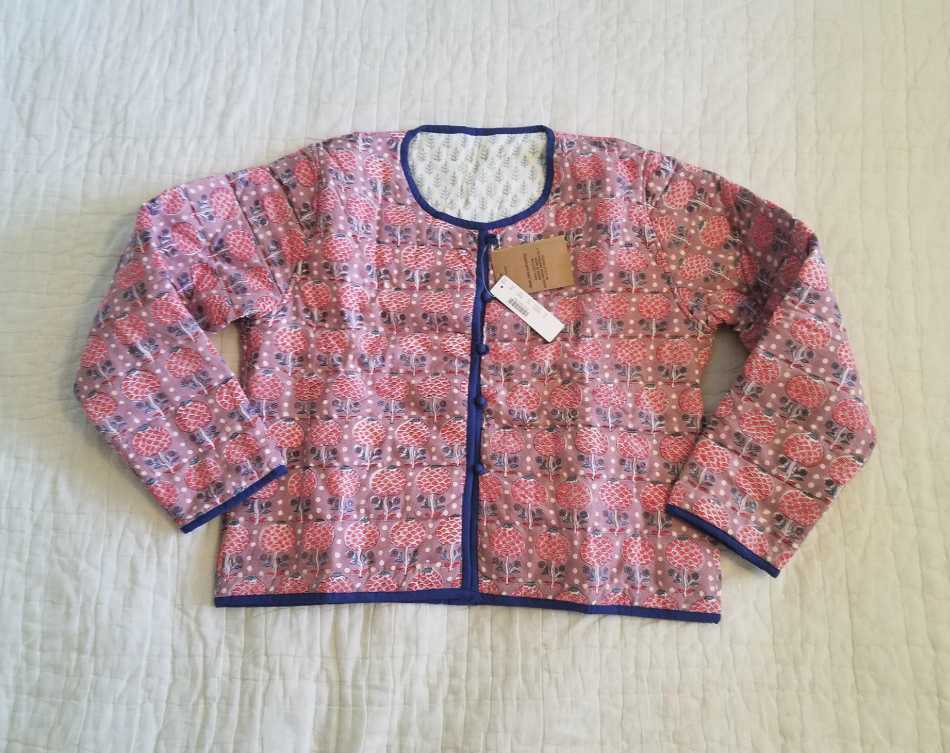 WOMEN'S S M SZ BLOCKPRINTS FOR J CREW REVERSIBLE QUILTED JACKET