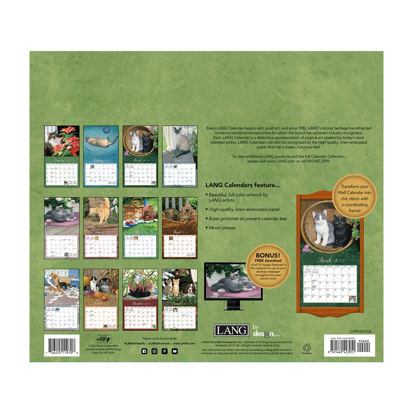 Lang Love Of Cats 2023 Wall Calendar W 726225119708 EBay