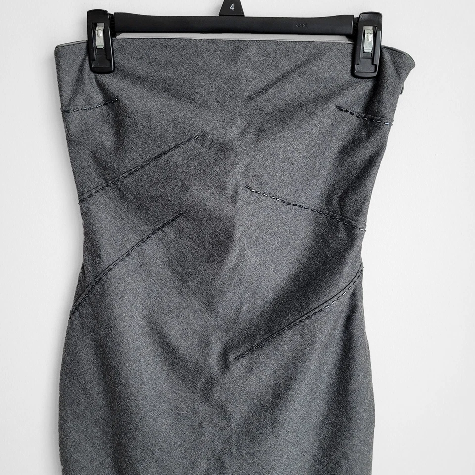 Iceberg серый шерсти шелковой смеси роскошь бисером резинке платье без бретелек размер XS - Изображение 4 из 4