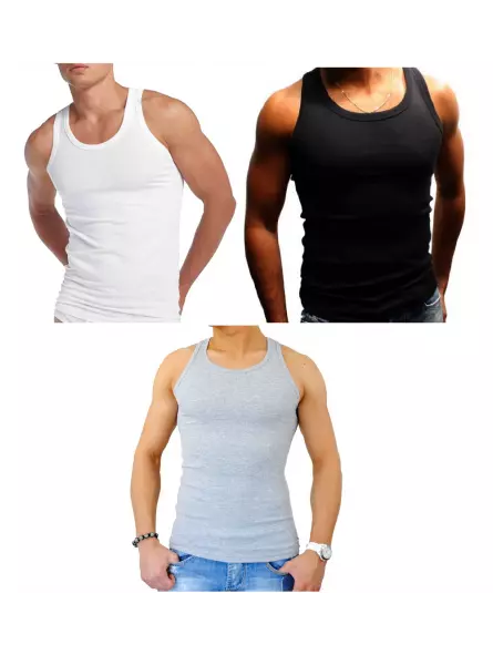 G.T.I. Lot de 3 débardeur homme 100% coton ,Marcel homme,Maillot