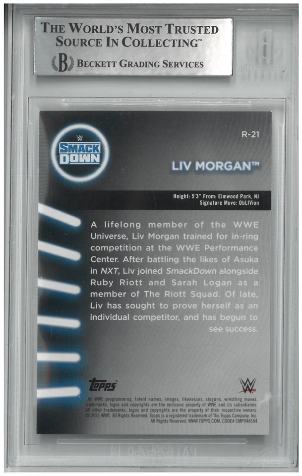 Liv Morgan Signed Autograph Slabbed WWE 2021 Topps Women's Division Card BAS - Image 2 of 2