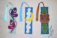 Set of 3 Freestanding lace FSL Embroidered Bookmarks: Butterflies and Mushroom