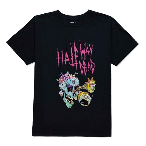 Rick & Morty Halfway Dead Men's Baked Black Short Sleeve T Shirt