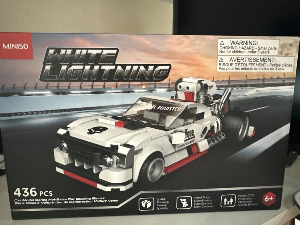 Race Car Model Building Blocks Miniso White Lightning Roadster 436pc
