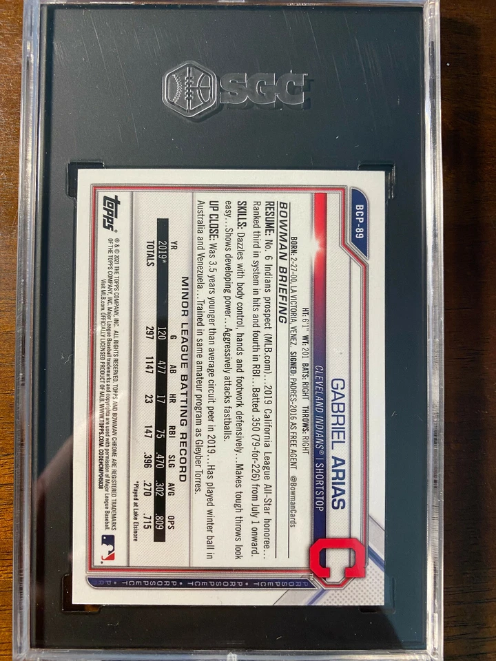 2021 Bowman Chrome 1st Gabriel Arias Sapphire Red Refractor /15 SGC 9.5 - Image 2 of 2