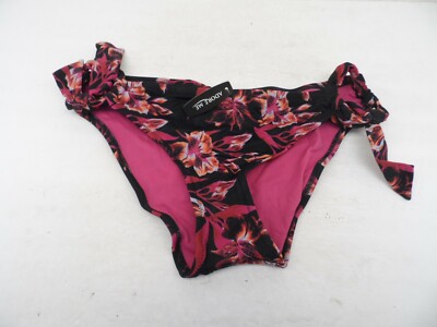 Adore Me Women's Bikini Bottom Panty 07134 Black Pink Floral Size Small 