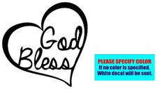 GOD BLESS HEART Vinyl decal sticker Truck Window Laptop Die Cut Wall Boat 6"