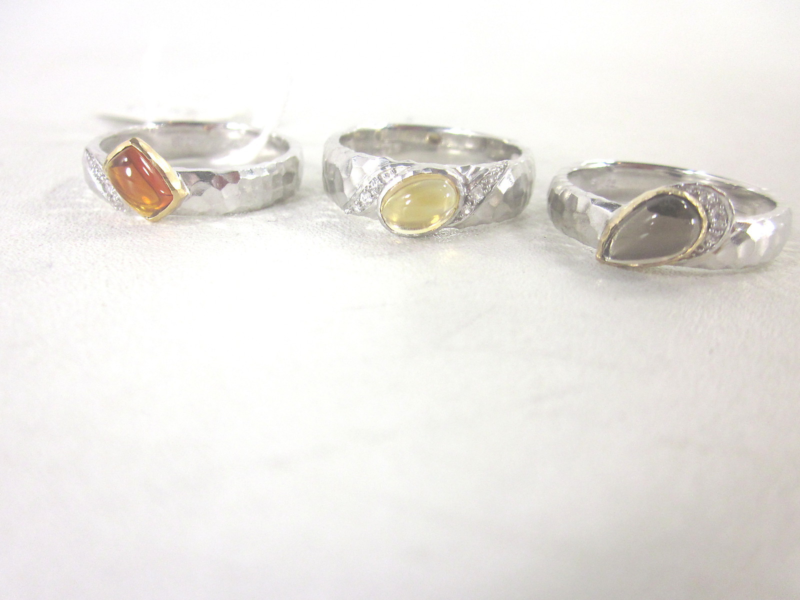 STERLING SILVER MADEIRA CITRINE,SMOKY QUARTZ,WHITE SAPPHIRE RING SET,SIZE 8