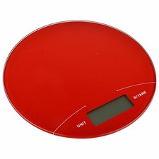 Mainstays Red Round Digital Glass Scale Weighs Up to 11 Lbs with LCD Display