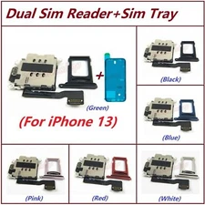 Original Dual Sim Card Reader Holder Module Flex Tray Adhesive For iPhone 13