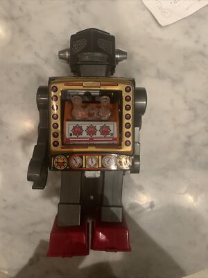 VINTAGE Attacking MARTIAN HORIKAWA Blechspielzeug Weltraum Roboter ohne Box funktionstüchtig 1960er