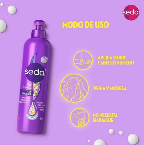 SEDAL CREMA PARA PEINAR LISO PERFECTO/LEAVE IN HAIR CREAM FOR STRAIGHT HAIR 10oz - Picture 3 of 3