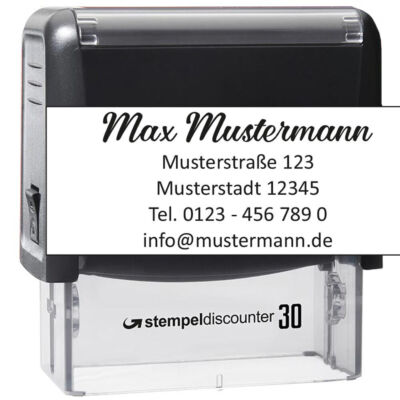 STEMPELdiscounter 30 Adressstempel mit Wunschtext 47x18 mm 4-5 Zeilen Vorlage 1