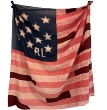 S5 NWT Polo Ralph Lauren Cotton Scarf US Flag Patchwork Square 47X47 - 128