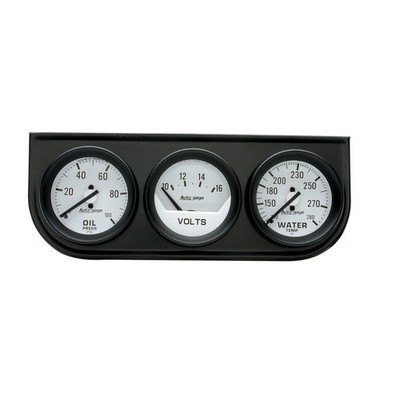 Auto Meter 2327 White Three Gauge Consol Oil Pressure Volt Water Temp NEW