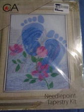C d A Collection D' Art - NEEDLEPOINT TAPESTRY KIT - BABY BOY FOOTPRINTS