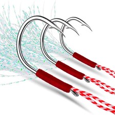  Fishing Hooks Assist Hooks Single Jig Fishhook With Thread Feather Lumin