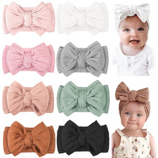 8 Pcs Super Stretchy Soft Handmade Headbands with Double Bows Head Wrap Nylon Ha