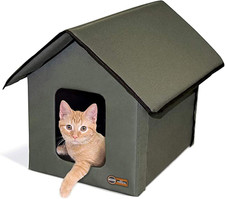 K H Pet Products Outdoor Cat House for Outside 19 X 22 X 17 in, Olive/Olive