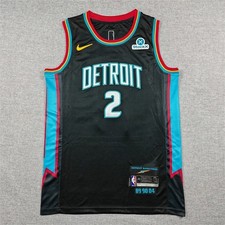 Detroit Pistons Cade Cunningham No. 2 Basketball Jersay Black Color Size 2XL
