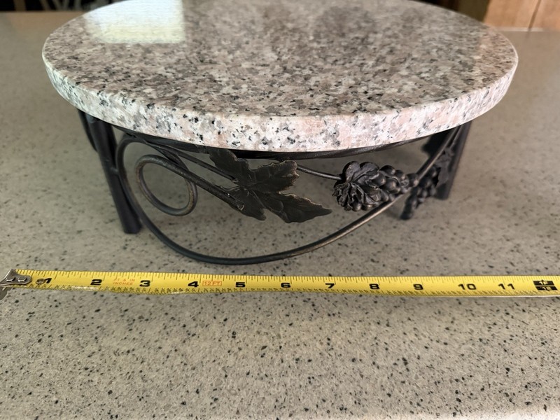 Metal Base 13” Round Stone Pedestal Stand Cake Stand Counter Center Piece