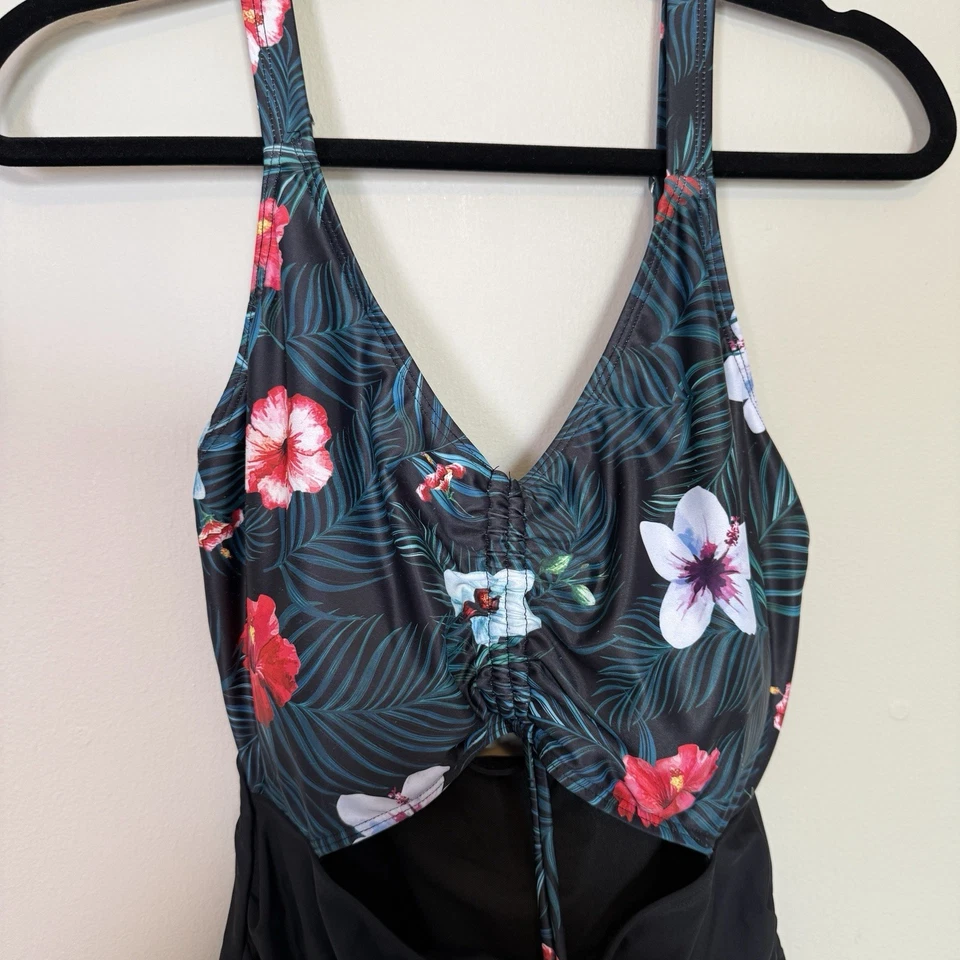 Traje de baño floral de una pieza para mujer 12 W Tropical Resort vacaciones playa isla de verano Foto 3 de 4