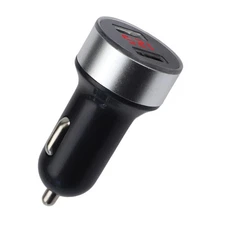 High Quality Dual USB Car Charger with LED Indicator 31A Output Silver