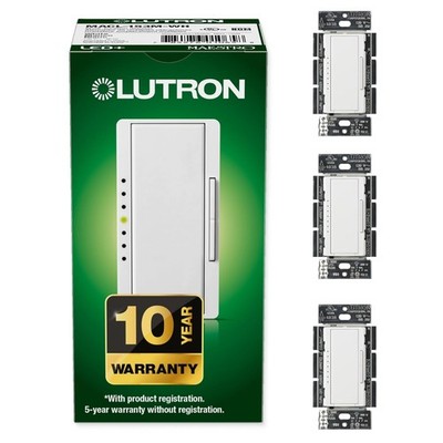 Lutron Maestro LED Dimmer Switch MACL-153M-WH 3 Pack