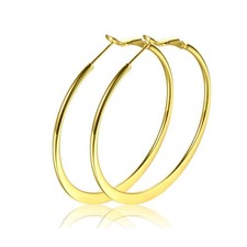 50mm Basketball Flattened Hoop Earrings 14K Gold For Girls Womens Nice gold