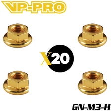 VP-PRO GN-M3-H Gold M3 Flange Serrated Locknuts (20) Associated Traxxas Arrma