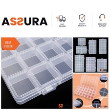 Clear Plastic Jewelry Organizer Box Bead Storage Container with Grids