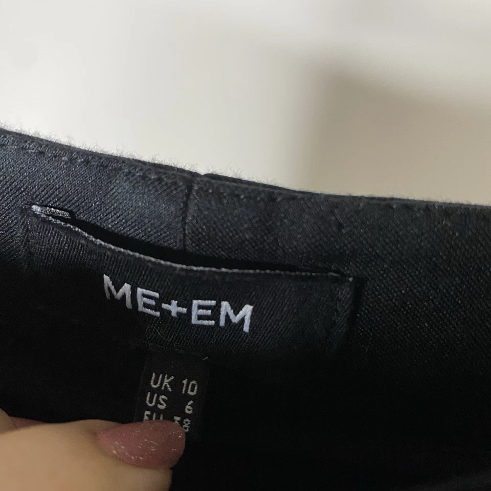 Calça ME+EM Feminina EUA 6 Perna Larga Listra Lateral Acento Preta Casual City - Imagem 3 de 4