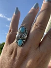 Vintage Sterling Silver Ring With Turquoise And Tigers Eye, Approx Size 9
