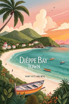 Exotische Dieppe Bay Stadt, St. Kitts und Nevis - Karibisches Paradies Reiseposter