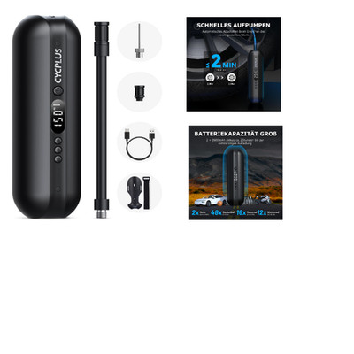 CYCPLUS Elektrische Fahrradpumpe 150PSI LED Anzeige Tr