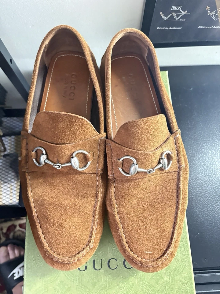 Gucci Jordaan Horsebit Brown Suede Loafers, Size 10 Men’s - Image 2 of 4