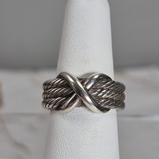 Vintage High Quality Peru Sterling Silver 925 X Cable Ring Sz 6.5