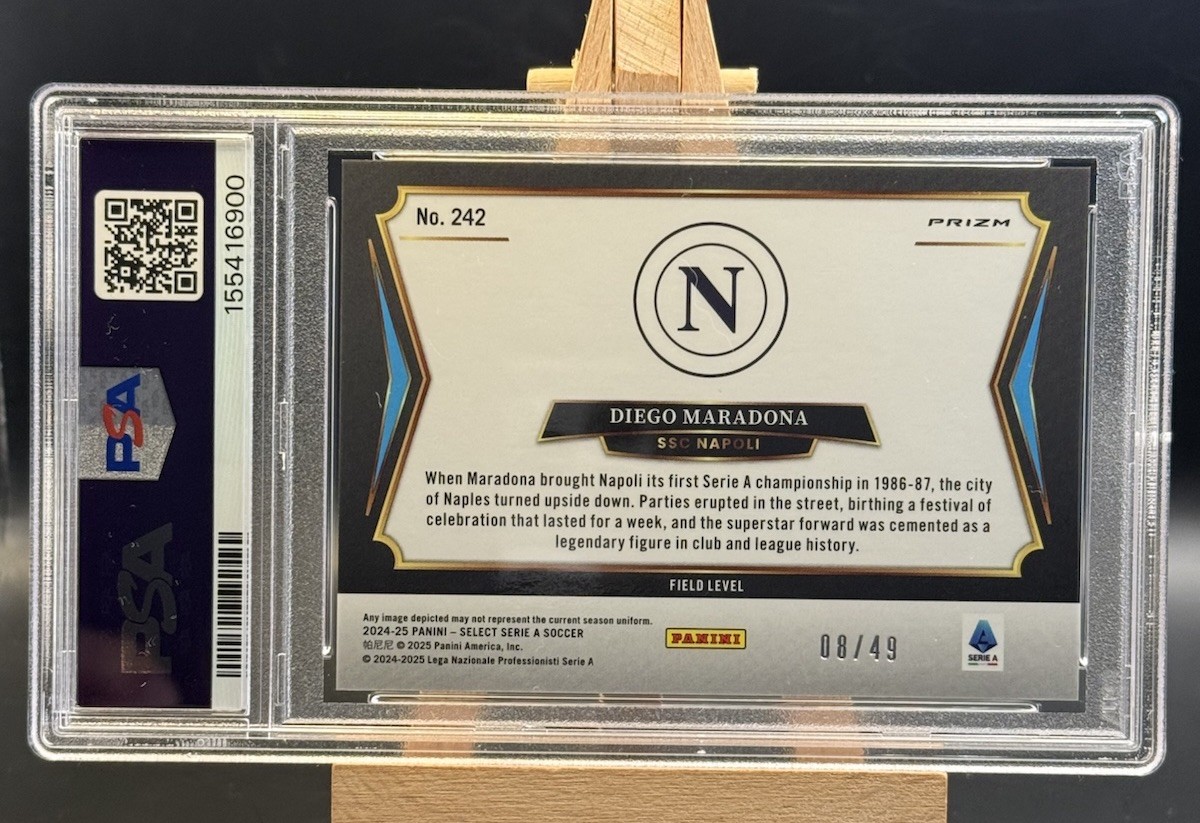 2024-25 Select Serie A Diego Maradona Purple Field Level PSA 10 /49 PSA 10 view 3