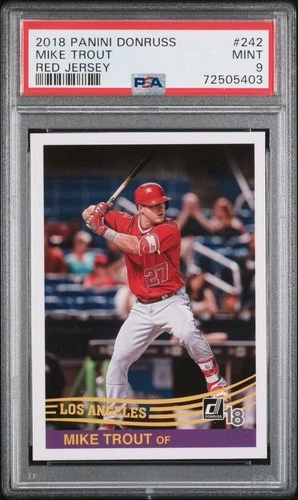 2018 Panini Donruss Variation Retro 1984 Mike Trout #242 Red Jersey PSA 9