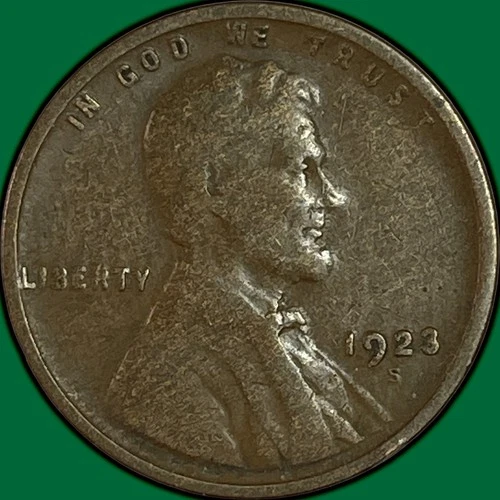 1923-S Lincoln Wheat Cent Fine F Coin #34327