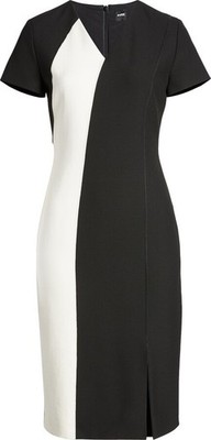 NWT BOSS Hugo Boss Dahota in Black White Colorblock Sheath Dress 4 $545