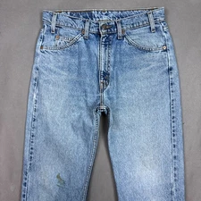 Vintage Levis Jeans Men 32x30 Blue Orange Tab Made USA Pants 505 Distressed Work