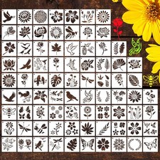 80 Pcs 5 x 5 Inch Stencils for Painting on Wood, Reusable Flower 5
