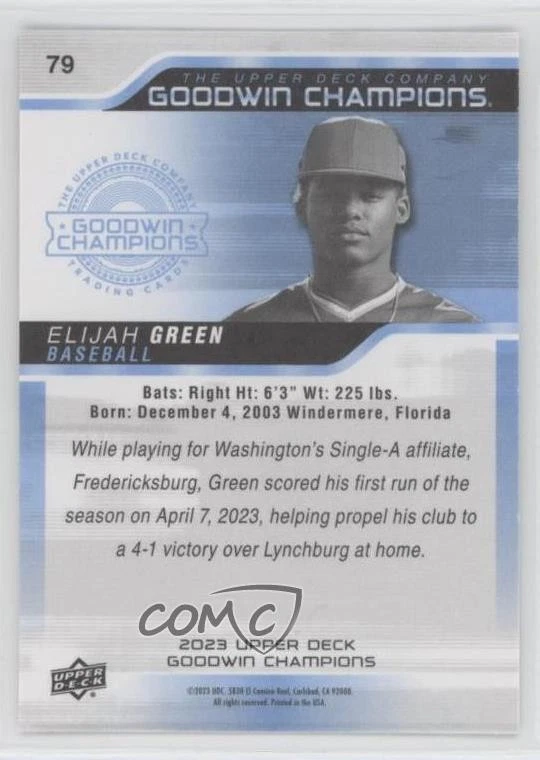 2023 Upper Deck Goodwin Champions Horizontal Elijah Green #79 - Image 2 of 2