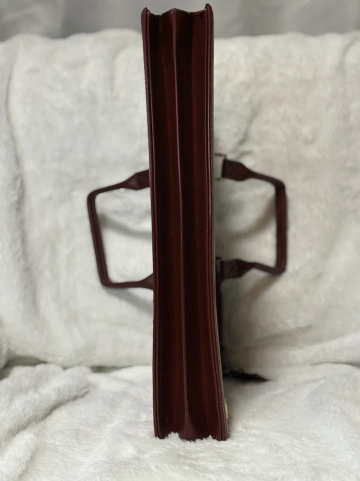 De Colección Airway Industries Maletín Portafolio Bolso Adjunto Rojo Borgoña Imitación Cuero Foto 3 de 4