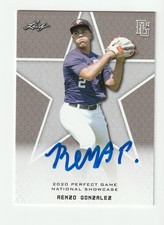 Renzo Gonzalez Signed 2020 Leaf Perfect Game Card Auto Miami Hurricanes COA